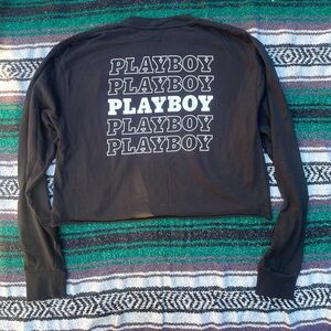 PLAYBOY CROPPED LONG SLEEVE SHIRT SIZE LARGE